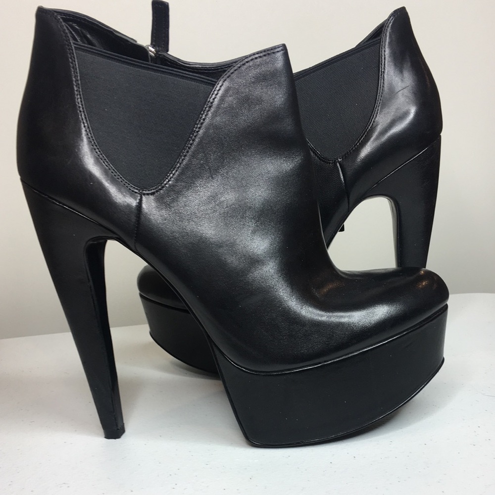 Black leather booties